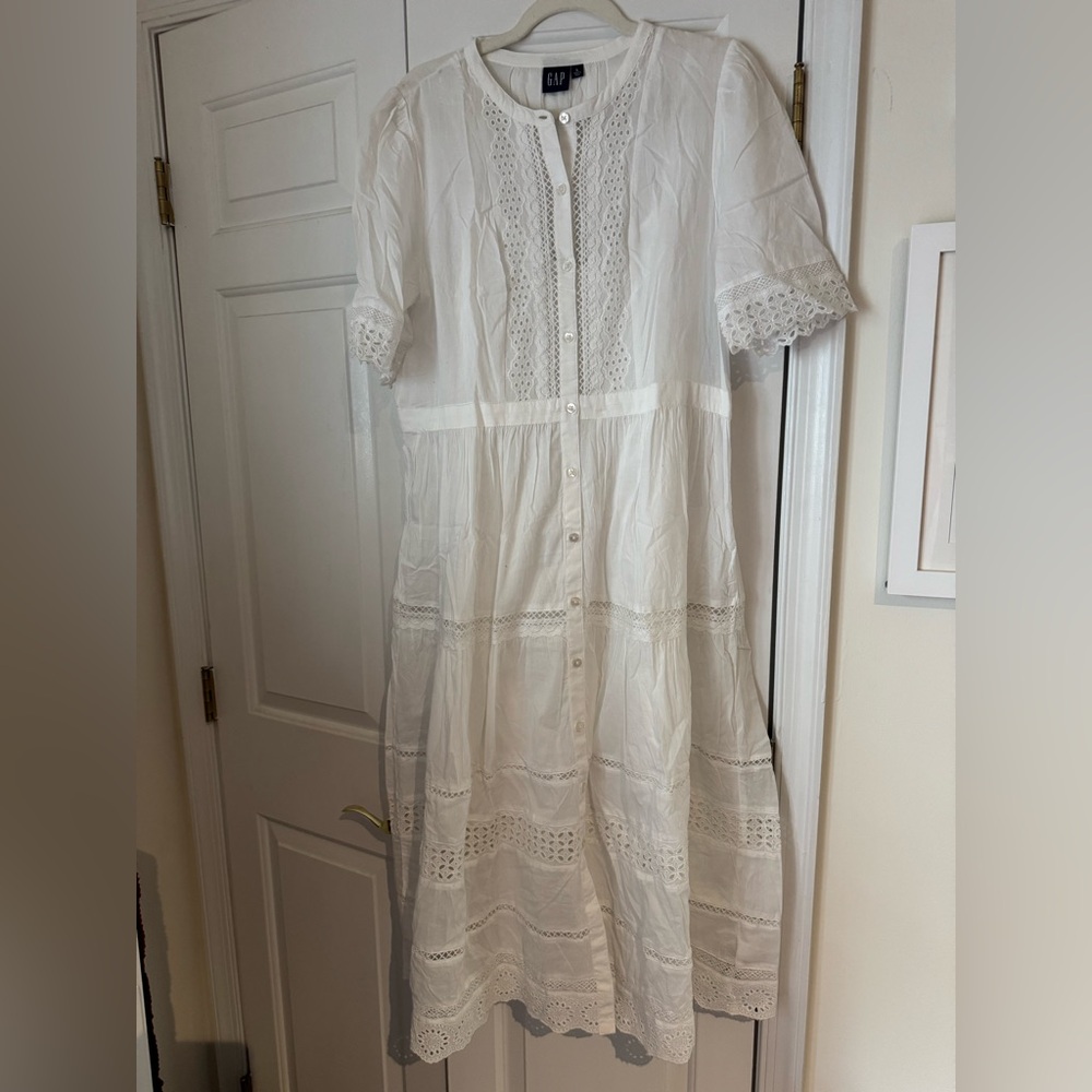 Gap Lace Button-Up Midi Dress, Size Large